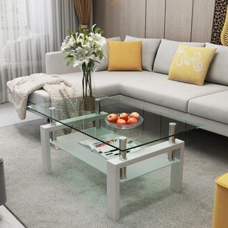 Lavinia Tempered Glass Coffee Table - W39.37’’ *D23.62’’*H17.7’’