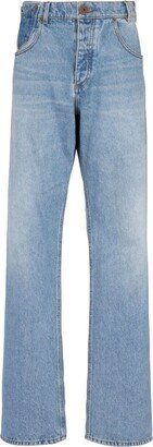 Contrast-Pocket Wide-Leg Jeans