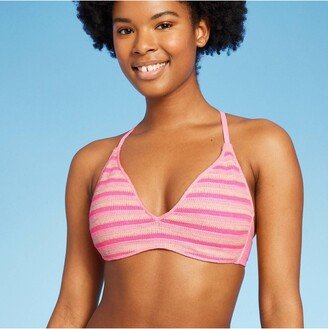 Women's Striped Crochet Bralette Bikini Top