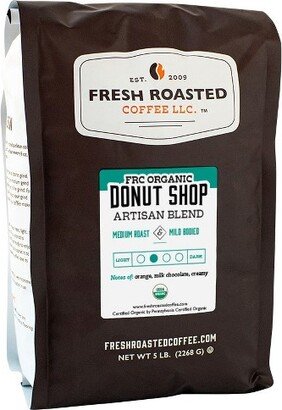 Fresh Roasted Coffee, Organic Donut Shop Blend, Medium Roast Whole Bean - 5lb