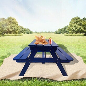 BESTCOSTY 4-Seat Outdoor Kids Picnic Table Bench Set