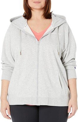 Plus Size Campus French Terry Zip Hoodie (Oxford Gray) Women's Clothing