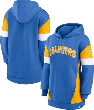 Women's Branded Powder Blue, Gold Los Angeles Chargers Lock It Down Pullover Hoodie - Powder Blue, Gold