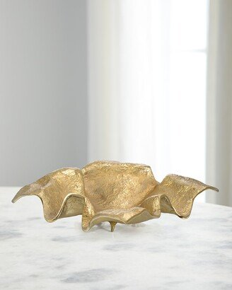 Draped Fabric Brass Square Bowl