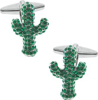 Sutton Silver-Tone Cubic Zirconia Cactus Cufflinks