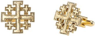 Symbols of Faith 14K Gold-Dipped Jerusalem Cross Round Cuff Links