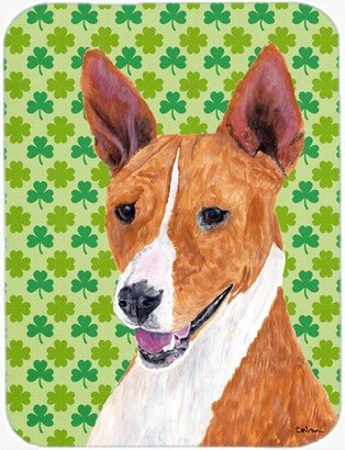 SC9307LCB 12 x 15 Inch Basenji St. Patricks Day Shamrock Portrait Glass Cutting Board, Large