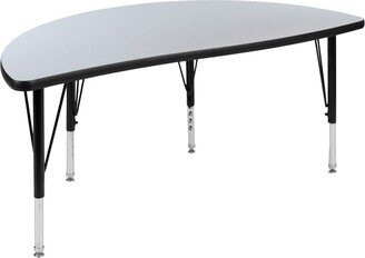 47.5 Half Circle Wave Flexible Collaborative Grey Thermal Laminate Activity Table - Height Adjustable Short Legs