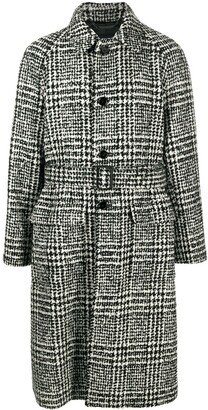 Check-Pattern Mid-Length Coat