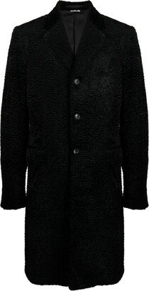 Notched-Lapels Textured-Finish Coat