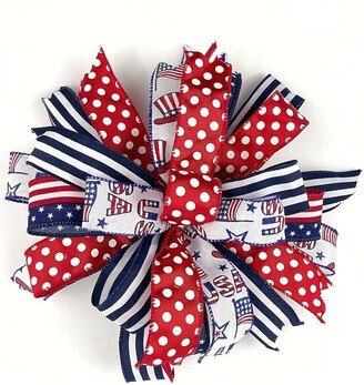 Independence Day Patriotic Wreath Bow, Memorial Door Hanger Or Outdoor Embellishment