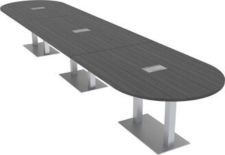 Skutchi Designs, Inc. 16 Person Modular Powered Racetrack Conference Table With Square Bases