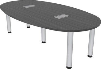 Skutchi Designs, Inc. 7x4 Boat-Oval Conference Room Table Power And Data Silver Post Legs