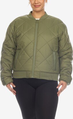 Plus Size Diamond Quilted Puffer Bomber Jacket