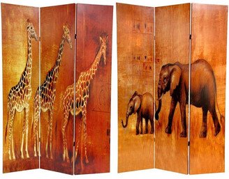 Handmade 6' Canvas Giraffe and Elephant Room Divider