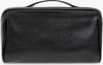 ‘Paris Cube’ Leather Wash Bag - Black