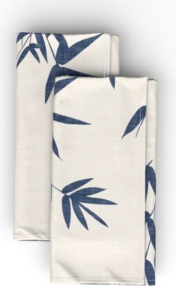 Cloth Napkins: Bamboo Leaves - Denim Blue Cloth Napkin, Longleaf Sateen Grand, Blue