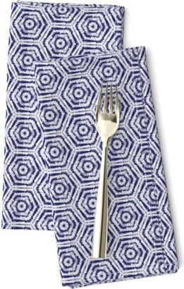 Geometric Shibori Dinner Napkins | Set Of 2 - Hexagons By Snaphappyscientist Indigo Tie Dye Cloth Spoonflower