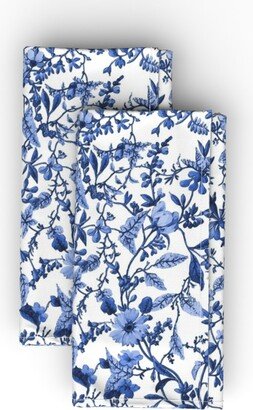 Cloth Napkins: Rococo Floral - Indigo Cloth Napkin, Longleaf Sateen Grand, Blue