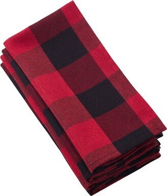 Saro Lifestyle Cotton Blend Buffalo Plaid Table Napkins (Set of 4), Red, 20