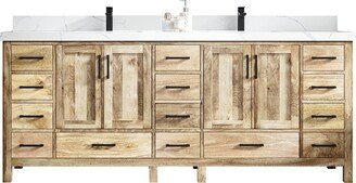 84 In. W X 22 D Malibu Mango Double Sink Bathroom Vanity in White Washed With Quartz Or Marble Countertop | Modern Vanity