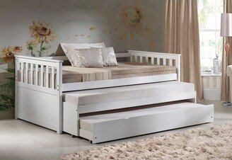 GEROJO Twin Size Cominia Solid Pine Daybed & Pull-Out Bed in White