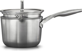 Premier Stainless Steel Cookware, 3.5-Quart Sauce Pan with Pour and Strain Cover