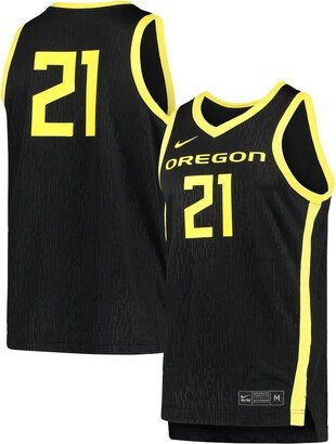 Men's #21 Black Oregon Ducks Team Replica Basketball Jersey