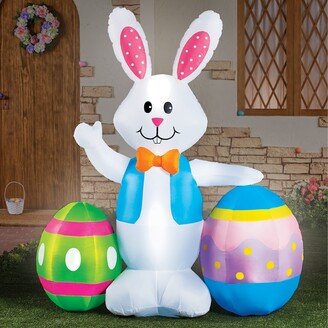 Collections Etc 5 Ft Easter Bunny with Eggs Inflatable Yard Decoration - 12.000 x 9.400 x 4.750