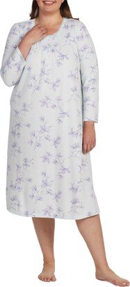 Plus Size Floral Lace-Trim Nightgown - Mint/blue Floral Stems