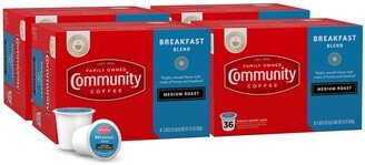 Community Coffee Breakfast Blend Medium Roast Single Serve Pods, Keurig K-Cup Brewer Compatible, 144 Ct