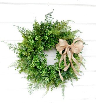 Boxwood & Fern Wreath-Front Door Wreath-Modern Farmhouse Decor-Scented Wreaths-Outdoor/Indoor Decor-Year Round Wreath-Kitchen Wall Decor