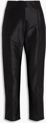 Cropped silk-taffeta slim-leg pants