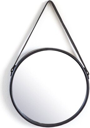 By-Boo Flection Black Leather Strap Accent Mirror - Clear