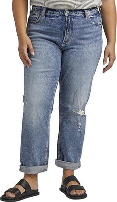 Plus Size 90s Boyfriend High-Rise Straight Leg Jeans W28355RCS204 (Light-Medium Indigo Wash) Women's Jeans