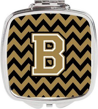 CJ1050-BSCM Letter B Chevron Black & Gold Compact Mirror, 3 x 0.3 x 2.75 in.