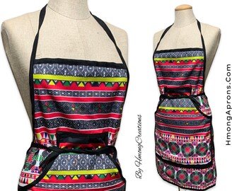 Hmongaprons.com | Printed Hmong Apron Has Pockets Ready To Ship Mom Hmongcreations.etsy.com-AB