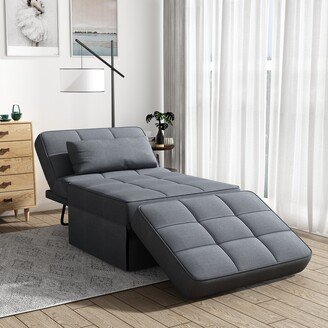 GEROJO Convertible Living Room Bed Room Sofa Bed Ottoman with Five Adjustable Head Positions and Linen Upholstery