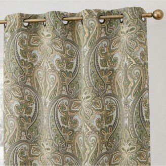 Paris Paisley Decorative Print Damask Pattern Thermal Insulated Blackout Energy Savings Room Darkening Soundproof Grommet Window Curtain Panels