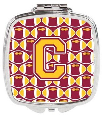 CJ1081-CSCM Letter C Football Maroon & Gold Compact Mirror