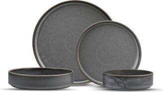 Fortessa Tableware Solutions 16pc Ceramic Sound Thunder Dinnerware Set Gray