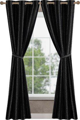 Lola Textured Light Filtering Grommet Window Curtain Panel Pair with Tiebacks, 38 x 96