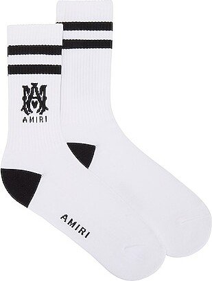 Ribbed Athletic Socks in White