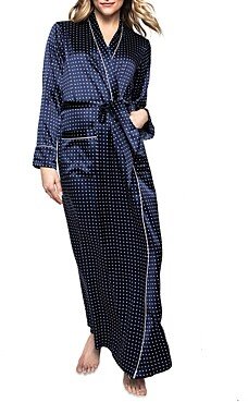 Polka Dot Long Silk Robe