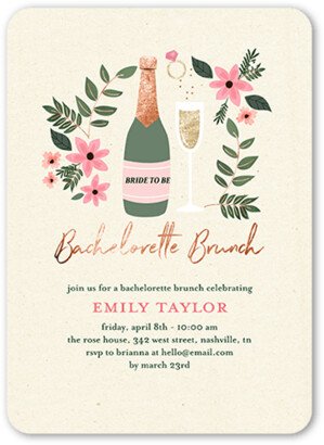 Bachelorette Party Invitations: Bachelorette Brunch Bachelorette Party Invitation, Beige, 5X7, Matte, Signature Smooth Cardstock, Rounded