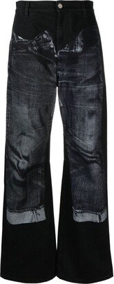 Trompe L'oeil-Print Wide-Leg Jeans