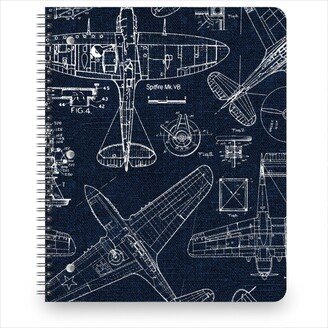 Notebooks: Airplanes - White And Blue Notebook, 8.5X11, Blue