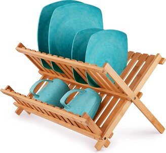 2-Tier Bamboo Collapsible Dish Drying Rack