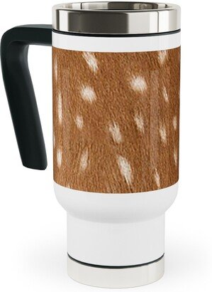 Travel Mugs: Bright Deer Hide- Brown Travel Mug With Handle, 17Oz, Brown