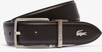 Men's Engraved Buckle Reversible Piqué Leather Belt